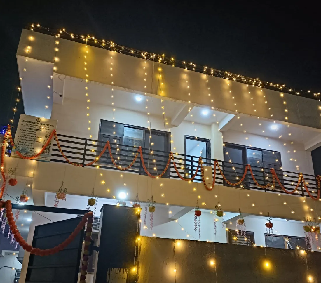 Elders decorating for Diwali